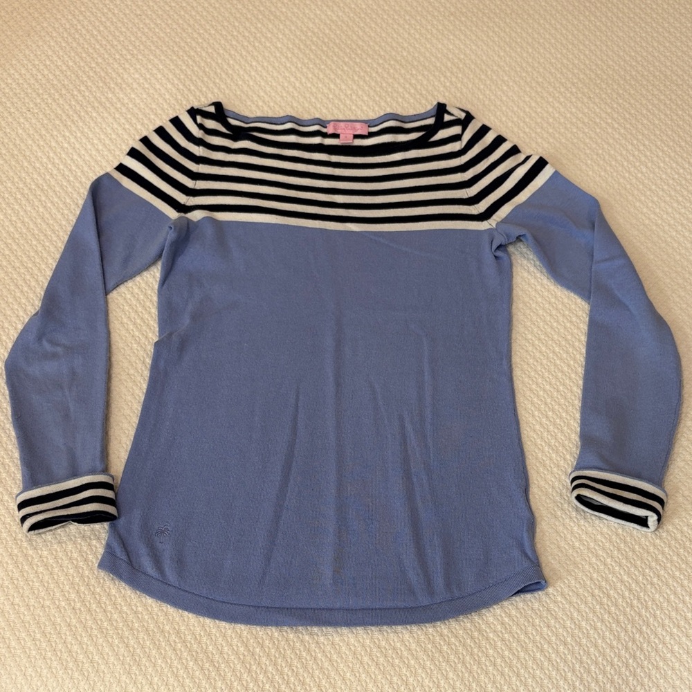 Lilly blue and navy Striped Long Sleeve Top